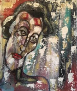 Striking Portrait, Dark Colours, "Un Jour de Pluie", Original Oil Painting