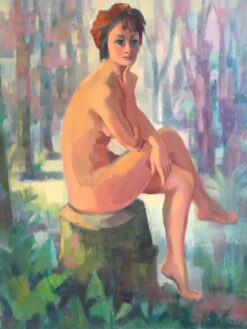Nude 'La Femme Faune' Impressionist of a Young French Lady, 1970s, Signed