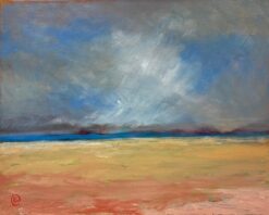 Windswept Beach Scene Blustery Skies Contemporary Modern British Painting
