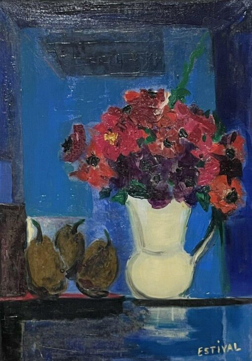 Large 1900-1999 French Modernist Still Life Flowers in Vase from Cannes
