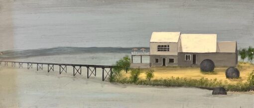 Modern British Long Beach House Walkway To The Sea Painting