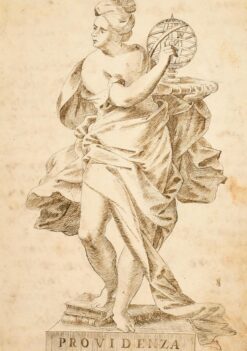 Fine 1700's Italian Old Master Ink & Wash Drawing Roman Allegorical Providenza