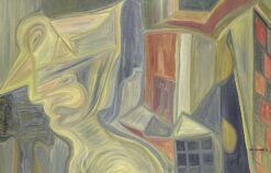 Huge 1980's French Abstract Figurative Colorist Original Oil Painting, Signed