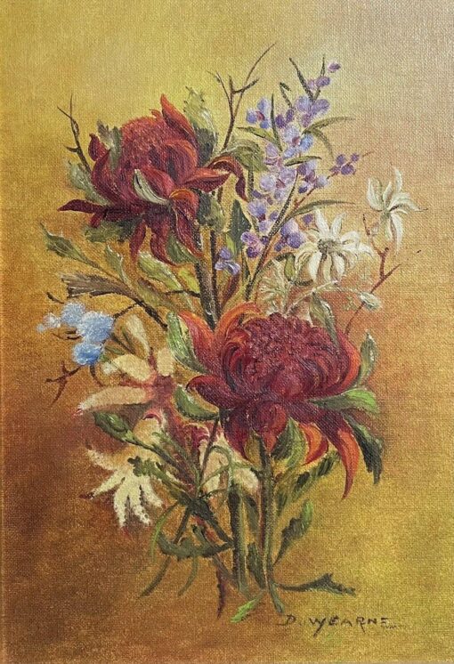 Australian Wild Flowers Signed Oil Painting Still Life, framed