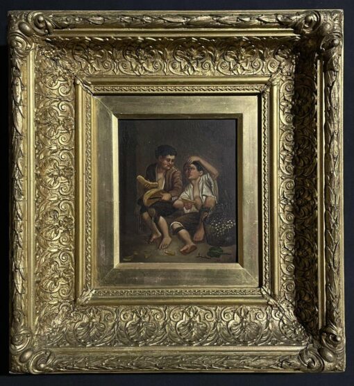 Antique Continental Old Master oil after Murillo, fine gilt frame