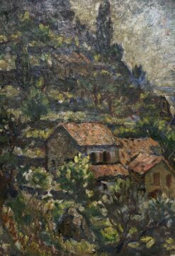 Mid 1900-1999 French Impressionist Signed Oil Provence Landscape