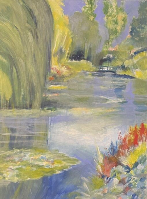 The Garden at Giverny Huge French Contemporary Oil Painting Signed & Dated 2005
