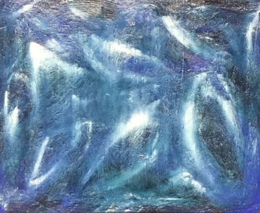 SALLY BRADSHAW (b.1962) CONTEMPORARY ABSTRACT BRITISH PAINTING - BLUES & WHITES