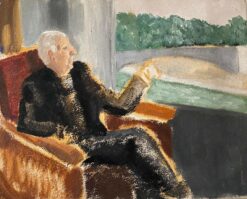 GENEVIEVE ZONDERVAN (1922-2013) FRENCH OIL PAINTING - MAN LOOKING OUT OF WINDOW