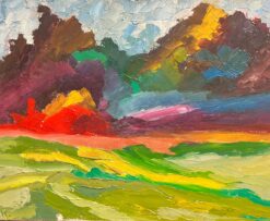 Vivid Rainbow Abstract Landscape with Bold Colors Dynamic Oil Painting