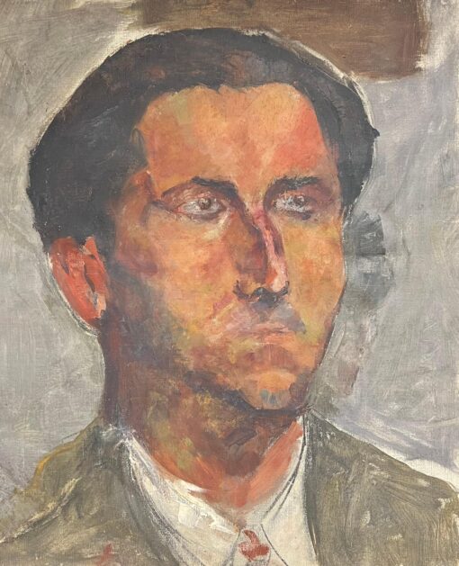 Expressive Male Portrait 1930-1970 French Oil Painting