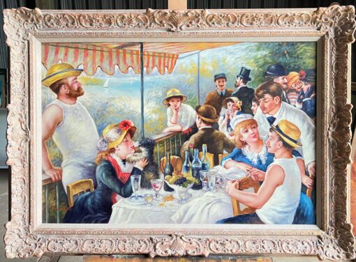 Very Large French Impressionist Signed Oil Painting Luncheon of the Boat Party