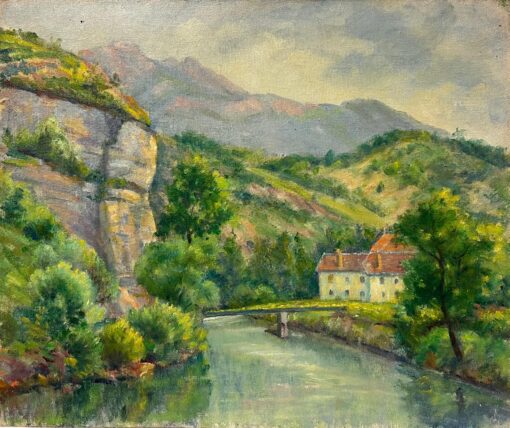 Riverbank Cottage Amid Verdant Hills and Rocky Cliffs in the Heart of Provence