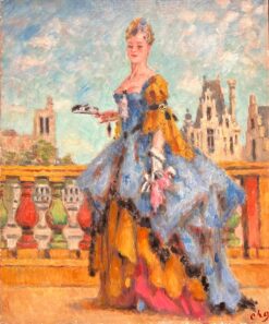 Elegant Portrait of Lady in Rococo Attire Fine 1800-1899 French Oil