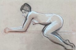 1960's Original French Pastel Sketch Reclining Nude Study