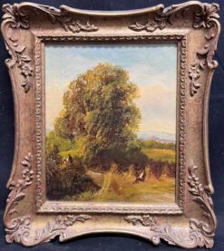 Signed 1800-1899 British Oil Painting Angler on Golden Light River