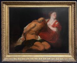 Fine 1700 - 1799 Flemish Baroque Oil Painting Roman Charity Large Wood Panel