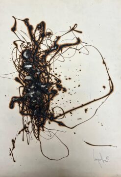 Original 1970'S French Abstract Composition with Thick Organic Lines