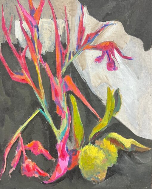 French 1900-1999 Vibrant Abstract Expressionist Still Life Oil Painting