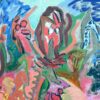 French 1900-1999 Colorful Garden Abstractions Vibrant Organic Forms Large Oil