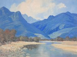 Mid 1900-1999 South African Blue Mountain River Landscape Oil Painting