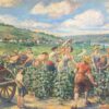 The Grape Harvest Large 1920's French Signed Oil Harvest Workers Vineyard