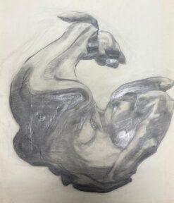 Original 1970'S French Abstract Painting Study of Draped Forms