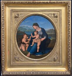 1700 - 1799 Italian Oil Madonna & Child with St. John the Baptist after Raphael