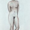 1960's Original French Pastel Sketch Standing Nude Portrait