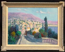 Impressionist Signed Oil Painting Menton French Riviera Cote d'Azur Landscape