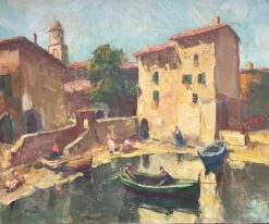 St. Tropez Harbor South of France Sleepy Boats Impressionist Oil Painting