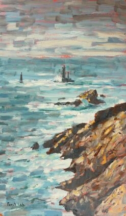 Crashing Waves and Rocky Shoreline Coastal Landscape La Vielle Brittany France