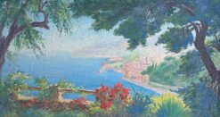 Mediterranean Coastal Landscape Garden View and Seascape Cote d'Azur Riviera