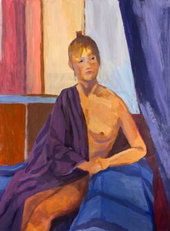 Nude Lady In Purple A Study of Light and Form French Oil Painting