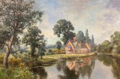 Large 1700 - 1799 European Oil Painting Three Figures in Landscape