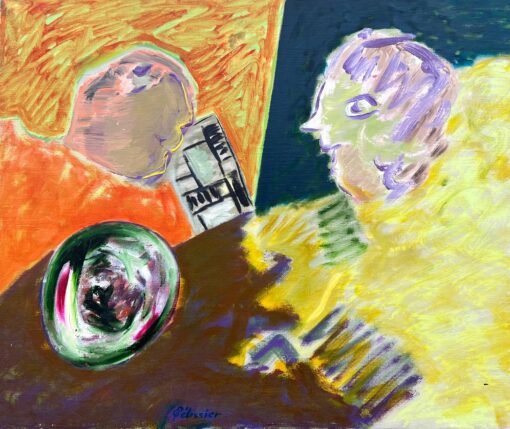 French 1900-1999 Huge Abstract Surrealist Encounter in Bold Hues