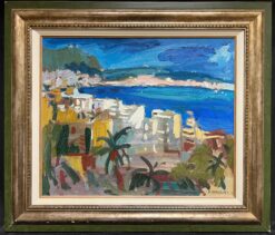 French Modernist Oil Painting Nice Coastal Mediterranean French Rivera City