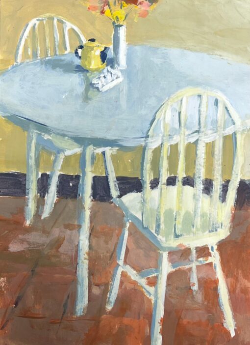 Contemporary British Modernist Oil Painting Kitchen Table & Chairs Still Life