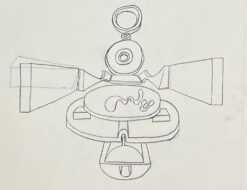 Original 1970's Abstract French Geometric Line Drawing