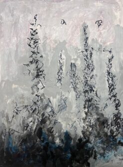 Mystical Forest Silhouettes Abstract Expressionist Landscape