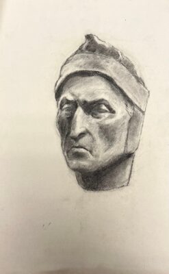 Mid Century French Drawing Study of a Classical Bust