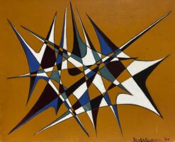 1900-1999 French Geometric Abstract Composition Oil Painting 1970's