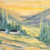 French Golden Valley at Dusk Landscape with Rolling Hills and Cottages Oil