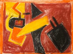Abstract Expressionist British Original Pastel Roaring Red Colors