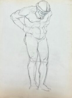 Mid Century French Sketch of a Standing Male Figure