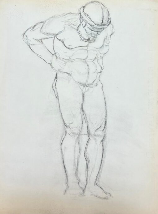 Mid Century French Sketch of a Standing Male Figure