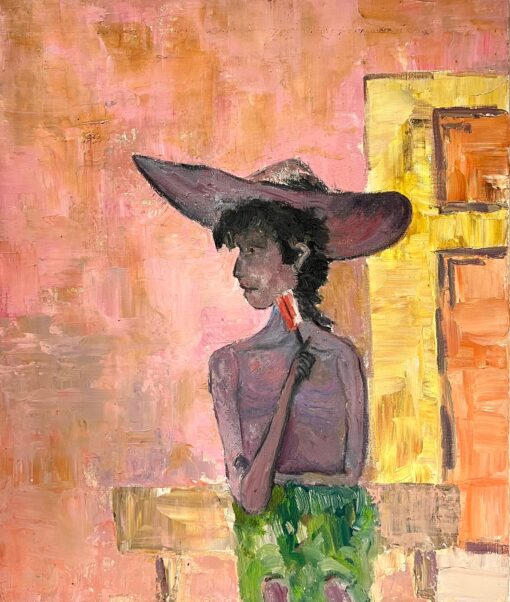 1900-1999 French Modernist Portrait of a Woman in Wide-Brimmed Hat
