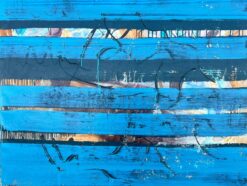 1960's French Huge Abstract Painting Layers Blue Abstract Textural Composition