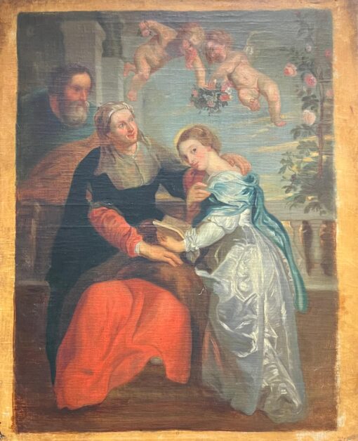 Family Devotion with Cherubs 1700 - 1799 Old Master Oil Painting after Rubens