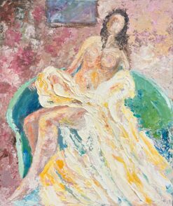 1970's French Post-Impressionist Reclining Nude Thick Impasto Oil Painting